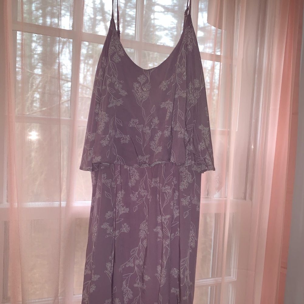 Purple Floral Spaghetti Strap Dress